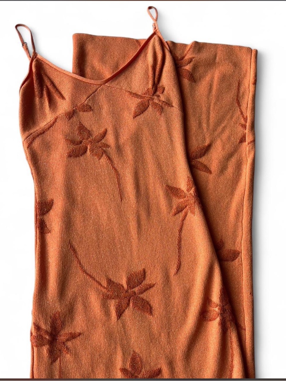 White Fox Boutique Rust Orange Floral Maxi Slip Dress